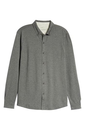 Men's Bobby Jones Rule 18 Brushed Regular Fit Knit Sport Shirt - Grey