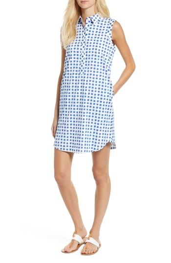 Women's Vineyard Vines Painterly Grid Sleeveless A-line Dress - Blue