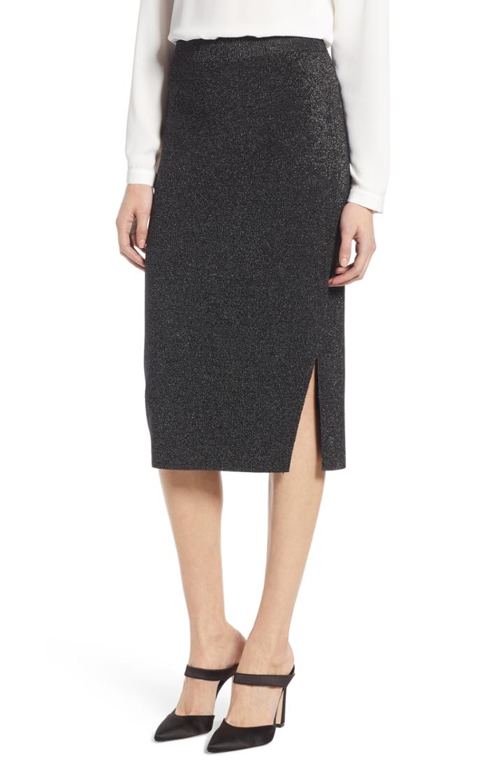 Women's Halogen Shimmer Sweater Skirt - Grey