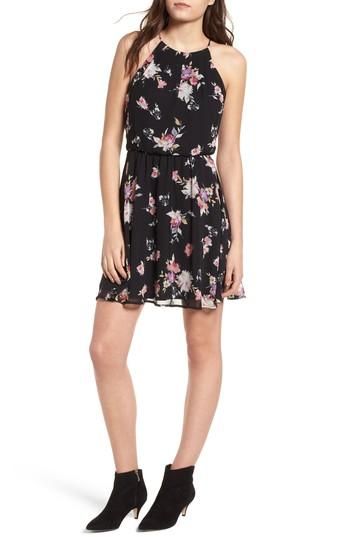 Women's Blouson Chiffon Skater Dress, Size - Black