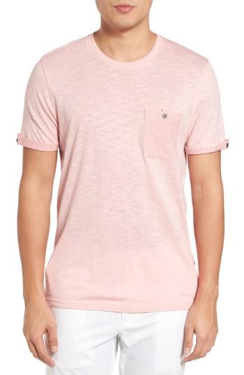 Men's Ted Baker London Apel Print Pocket T-shirt (xl) - Coral