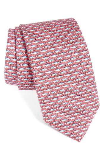 Men's Vineyard Vines Blue Fish Print Silk Tie, Size - Blue