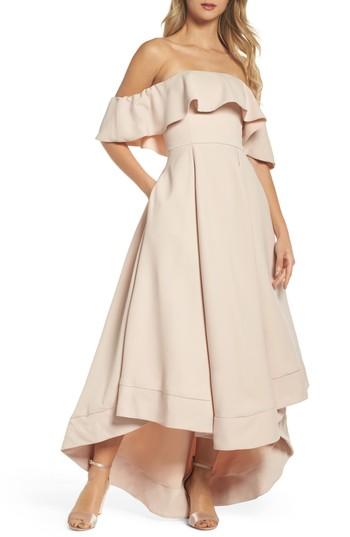 Women's C/meo Collective Temptation Off The Shoulder Ballgown - Beige