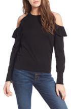 Women's Bp. Ruffle Cold Shoulder Pullover, Size - Black