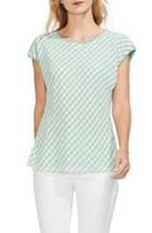 Women's Anne Klein Gingham Front Cap Sleeve Top - Green