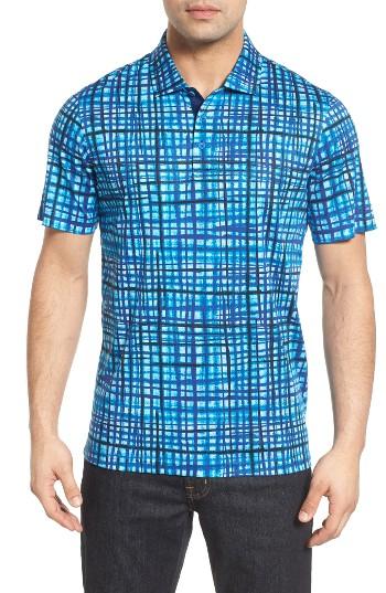 Men's Bugatchi Print Jersey Polo - Green