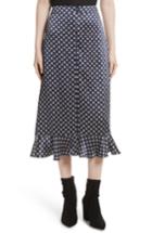 Women's Frame Print Silk Midi Skirt