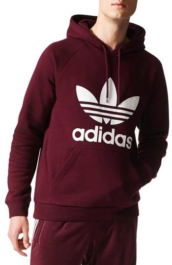 Men's Adidas Original Trefoil Graphic Hoodie - Burgundy