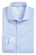 Men's Bugatchi Trim Fit Check Dress Shirt .5 - Blue