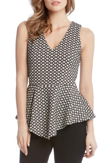 Women's Karen Kane Jacquard Knit Peplum Top - Black