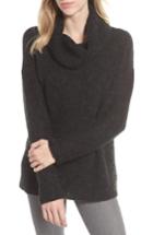 Women's Caslon Mix Stitch Funnel Neck Wool Blend Sweater - Black