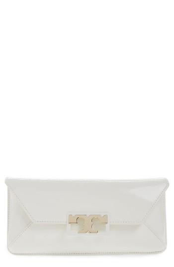 Tory Burch Gigi Caviar Leather Clutch - White