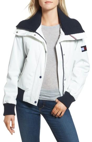 Women's Tommy Hilfiger Flag Logo Bomber Jacket - White