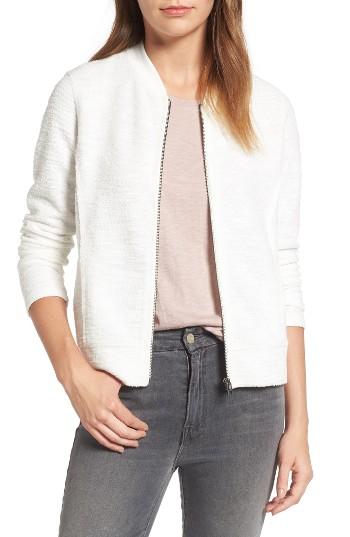 Women's Caslon Slub Woven Bomber Jacket - Ivory