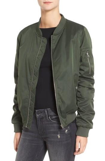 Women's Bb Dakota Atwood Satin Bomber Jacket - Green