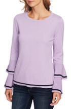 Women's Cece Ruffle Sleeve Cotton Sweater - Purple