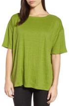 Women's Eileen Fisher Slouchy Organic Linen Top, Size - Green