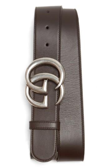 Men's Gucci Logo Leather Belt 5 Eu - Dark Chocolate