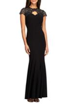 Women's Alex Evenings Metallic Lace & Jersey Gown - Black