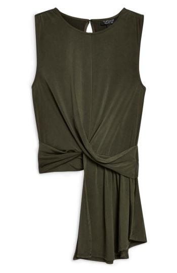 Women's Topshop Asymmetrical Twist Detail Top Us (fits Like 0-2) - Green