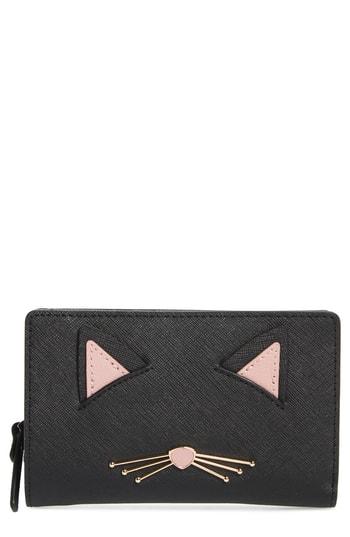 Women's Kate Spade New York Cats Meow Dara Leather Wallet - Black