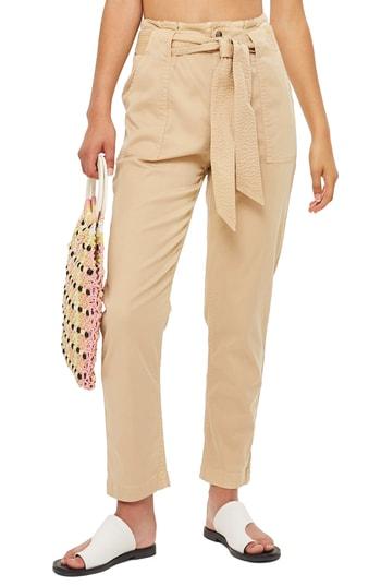 Women's Topshop Popper Utility Trousers Us (fits Like 0-2) - Beige