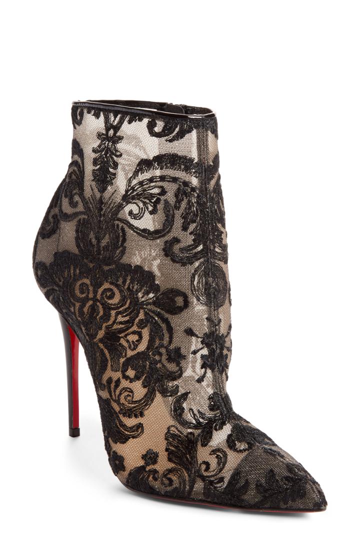 Women's Christian Louboutin Lace Bootie Us / 35eu - Black