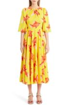 Women's Dolce & Gabbana Goldfish Print Silk Blend Charmeuse Dress Us / 44 It - Yellow