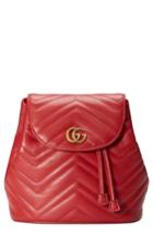 Gucci Gg Marmont 2.0 Matelasse Leather Mini Backpack - Red