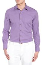 Men's David Donahue Regular Fit Garment Washed Melange Sport Shirt - Purple