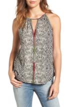 Women's Lucky Brand Contrast Trim Print Keyhole Tank