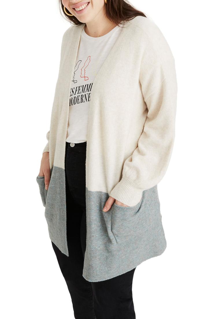 Women's Madewell Edgewater Colorblock Cardigan, Size - Pink
