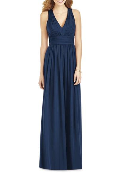 Women's After Six Crisscross Back Ruched Chiffon V-neck Gown
