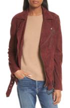 Women's Theory Tralsmin Tidle Suede Notch Collar Jacket, Size - Red