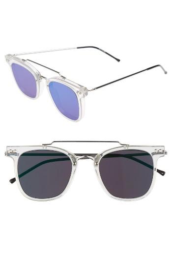 Women's Spitfire Ftl 54mm Flat Frame Sunglasses - Clear/ Silver Green Mirror