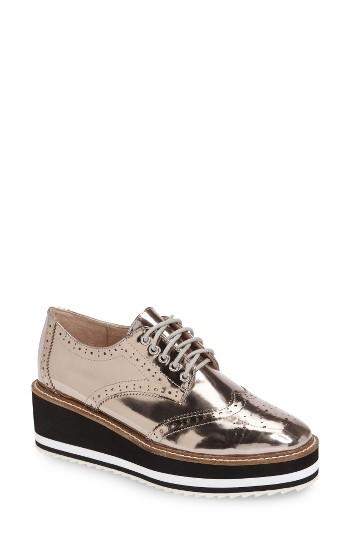 Women's Shellys London Cece Platform Wedge Wingtip Eu - Metallic