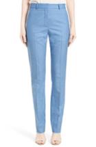 Women's Victoria Beckham Melange Wool Slim Trousers Us / 14 Uk - Blue