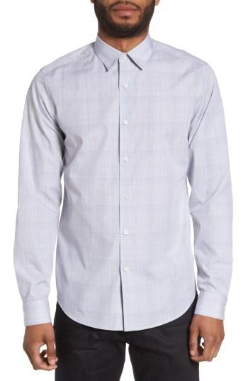 Men's Theory Sylvain Trim Fit Streak Plaid Sport Shirt - Grey