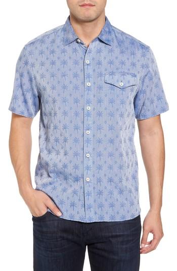 Men's Tommy Bahama Palm Palm Regular Fit Jacquard Sport Shirt - Blue