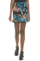 Women's Band Of Gypsies Tropical Print Ruffle Hem Skirt