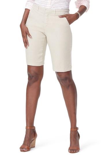 Women's Nydj Stretch Linen Blend Bermuda Shorts - Beige