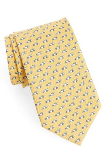 Men's Salvatore Ferragamo Race Car Print Silk Tie, Size - Yellow