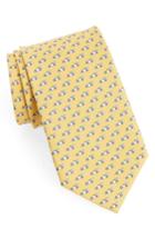 Men's Salvatore Ferragamo Race Car Print Silk Tie, Size - Yellow