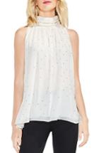 Women's Vince Camuto Print Shirred Neck Halter Blouse, Size - White