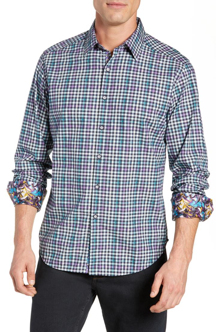 Men's Robert Graham Read Classic Fit Check Sport Shirt - Purple