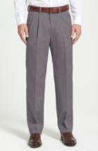 Men's Nordstrom Men's Shop 'classic' Smartcare(tm) Relaxed Fit Double Pleated Cotton Pants X 30 - Grey (online Only)