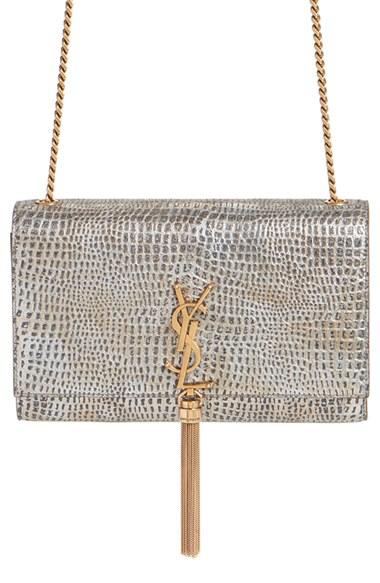 Saint Laurent 'medium Kate - Tassel' Croc Embossed Calfskin Leather Crossbody Bag -