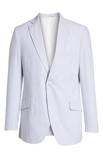 Men's Kroon Jack Aim Classic Fit Seersucker Sport Coat L - Blue