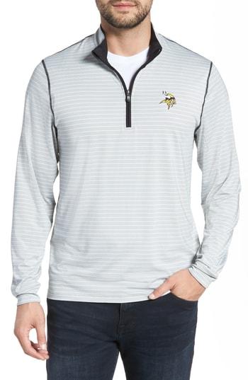 Men's Cutter & Buck Meridian - Minnesota Vikings Regular Fit Half Zip Pullover - Black