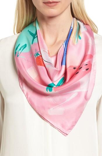 Women's Kate Spade New York Picnic Square Silk Scarf, Size - Green